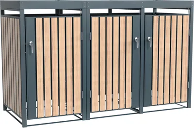 Produktbild von Westmann Metall Mülltonnenbox Planta 3x240 L Mülltonnenbox mit Pflanzdach 84x200x124 cm
