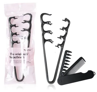 Produktbild von INF 2in1 Klappkamm Set Kunststoff 23cm Volumenstyler Reise Set 2-teilig Schwarz