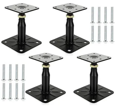 Zdjęcie produktu dla Wsporniki słupków regulowane 100 150 mm stal ocynkowana czarne 4 szt