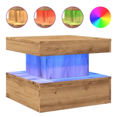 Produktbild von Couchtisch mit LED-Leuchten Artisan-Eiche 50x50x40 cm