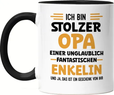 Produktbild von Ich bin stolzer Opa Tasse Schwarz Geschenk Geburtstag Weihnachten Enkelin
