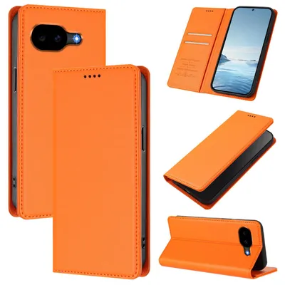 Produktbild von Handyhülle für Google Pixel 11A, Kunstleder Klapphülle Stoßfeste Magnetische Hülle mit Ständer Orange