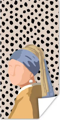 Produktbild von MuchoWow® Poster Pastell - Mädchen mit Perlenohrring - Tupfen - Alte Meister 20x40 cm - Plakat - Foto