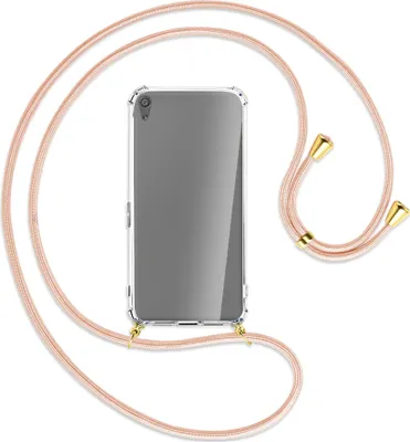 Produktbild von Handykette Backcover-Schutzhülle mit Band (Metall goldfarben) für Sony Xperia XA Ultra - rose peach