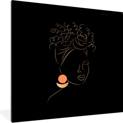Produktbild von MuchoWow® Gerahmtes Poster Frau - Gold - Strichzeichnung 40x40 cm - Poster mit Schwarzem Bilderrahmen Wandposter Rahmen Foto Bilder - Mit Rahmen - Wanddekoration Schlafzimmer