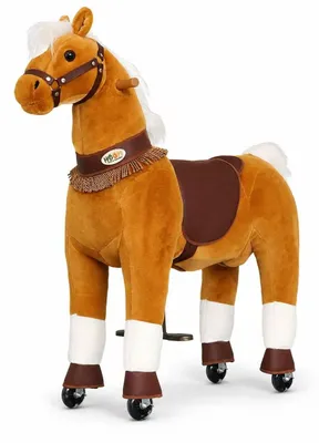 Produktbild von Mechanisches Reitpferd auf Rollen Florin Braun Groß 104 cm für Kinder 6–12 Jahre bis 50 kg