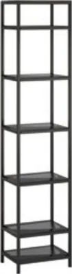 Image de Étagère verre métal Étagère sur pied au design moderne en noir