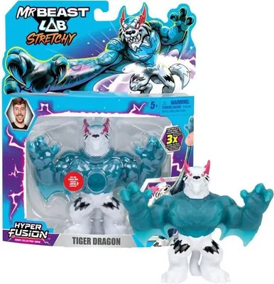 Produktbild von Elastische Figur MrBeast Lab Goo Jit Zu Tiger Drache, 11 cm, Dehnbar