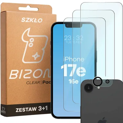 Produktbild von Bizon Glas Klar 2er-Pack 3x gehärtetes Glas + Linsenschutz für Apple iPhone 16e