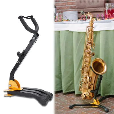 Imagen del producto de Soporte para saxofón con diseño antideslizante - Soporte ajustable - Metal - Para saxofón alto - Servicio profesional - Uso cómodo - Estante para saxofón