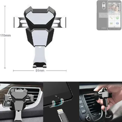 Produktbild von K-S-Trade Lüftungshalterung kompatibel mit Emporia Smart.4 kompakte Handy-Halterung Lüftungsschlitz Lüftungsgitter Autohalterung KFZ Auto-Halterung