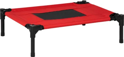 Produktbild von PawHut Hochbett für Hunde und Katzen, tragbares Haustierbett mit atmungsaktivem Netzbereich und Oxford-Stoff für drinnen und draußen, 64 x 46 x 18 cm, Rot