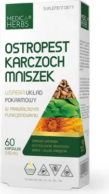 Productafbeelding van MEDICA HERBS: Marietistel, artisjok, paardenbloem. 60 capsules.
