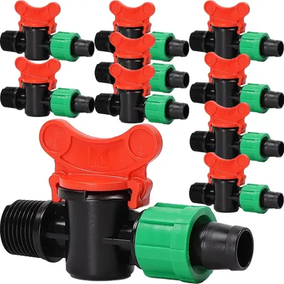 Immagine prodotto di Valvola di intercettazione Valvola a sfera Tubo gocciolante 1/2" per tubi gocciolanti per irrigazione X10
