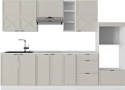 Image de Cuisine Vicco Fame-Line GrisBeige/Blanc 280cm , PT Marbre, Model 50556