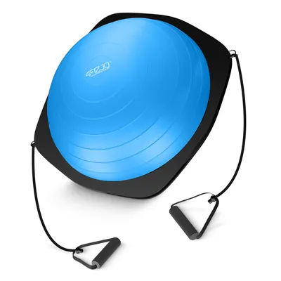 Produktbild von 4FIZJO Balance Ball mit Expander, Halbkugel, Trainer für Gleichgewicht, Fitness Training, blau