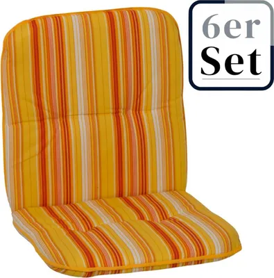 Produktbild von 6er Set Niedriglehner Auflage Edremit, Motiv - gestreift, gelb - orange, 96x47x5cm