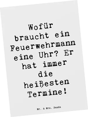 Produktbild von Mr. & Mrs. Panda Postkarte Spruch Feuerwehrmann Termine - Weiß - Geschenk, Grußkarte, Berufspassion, Postkarten, personalisierte Geschenke, Beruf, für, Held, einzelkarte