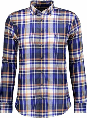 Ragman Karo-Hemd Caramica, Button-down-Kragen in blau-bunt