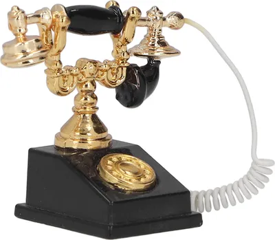 Obrázok produktu pre Mini model telefónu do domčeka pre bábiky, retro simulácia, európska vintage dekorácia pre 1:12, čierny