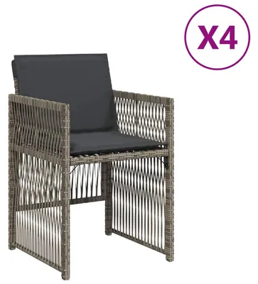 Image de vidaXL Chaises de jardin avec coussins 4 pcs. Gris Poly Rattan