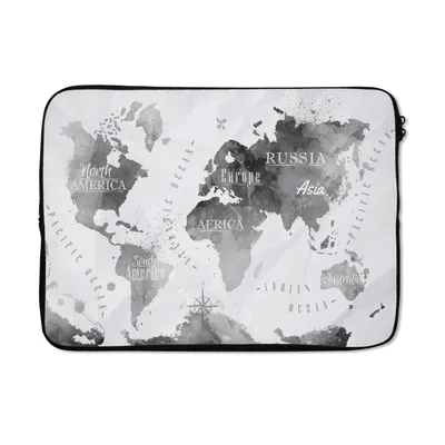 Produktbild von MuchoWow® Laptop Hülle 14 ZollWeltkarte - Schwarz - Ölfarbe Laptoptasche - Laptoptasche - Stoßsicher - Schutzhaube