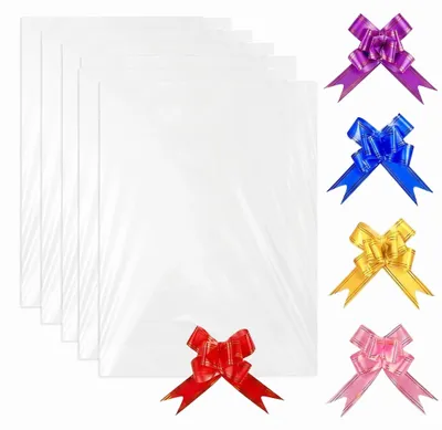 Obrázek produktu pro 5 kusů dárkové fólie, rozměr 75 x 100 cm, velké průhledné celofánové sáčky