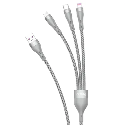 Image de Dudao 3W1 Cable Usb - Lightning / Microusb/ Usb Type C 65W 1,2M Szary (L20X)