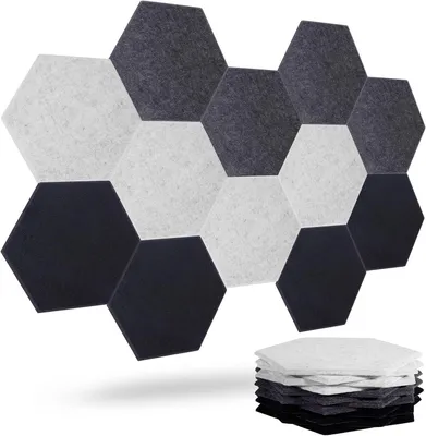 Produktbild von Akustikplatten, 12 Stück Akustikpaneele Selbstklebend, Hohe Dichte Wandplatten zur Schalldämpfung, sechseckige Schallschutzplatten
