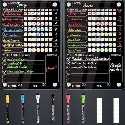 Produktbild von Famanu Magnetische Wochenplaner 20x30 cm – To-Do-Liste – Abwaschbares Routineboard für Kühlschrank – Inklusive Stifte