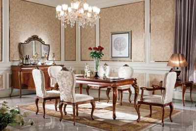 Produktbild von 6 Stühle Set Esszimmer Designer Holz Stuhl Garnitur Antik Stil Barock Rokoko E70
