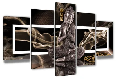 Obrázok produktu pre Obraz na plátne Buddha 5-dielny 200x100 cm zarámovaný