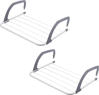 Zdjęcie produktu dla 2 x suszarka balkonowa wisząca - suszarka na ubrania z grzejnikiem 68 cm - oszczędność miejsca - powierzchnia suszenia 4,5 m - balustrada balkonowa na ubrania - składany wieszak na ubrania - suszarka wisząca do użytku wewnątrz i na zewnątrz, na kempingu