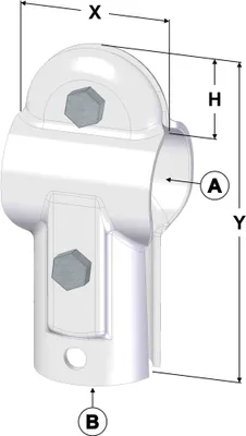 Produktbild von 2-Loch-T-Schelle, A 1 1/2" (48,3 mm) x B 1 1/2" (48,3 mm)