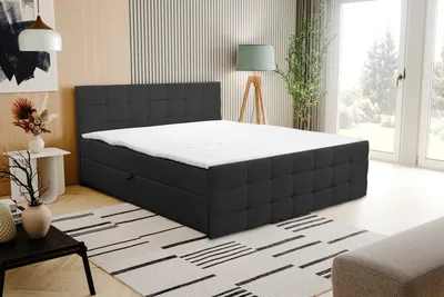 Produktbild von VENASI NATALIE Boxspringbett 180x200 mit 2 Bettkasten H2/H3 Matratze SCHWARZ Cosmic 100