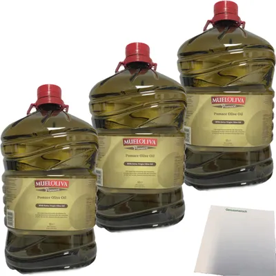 Produktbild von Mueloliva Aceite de Olivia natives Olivenöl 3er Pack (3x5L Kanister) + usy Block