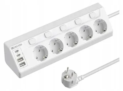 Obrázok produktu pre Zásuvka s uhlom, vybavená 2 portami USB-A a 2 portami USB-C – multifunkčná