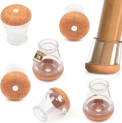 Produktbild von Stuhlbein-Schoner rund, transparentes Silikon, 15-20 mm, 20 Stück, für Bodenschutz