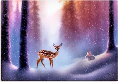 Produktbild von ARTland Leinwandbild Freunde im Schnee Größe: 100x70 cm