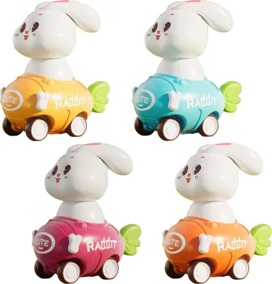 Produktbild von Oster-Baby Auto 4er Set, Pull-Back Autos für Kleinkinder 1-3 Jahre, bunte Schiebefahrzeuge, motorikfördernd, tragbar, sicheres Spielzeug