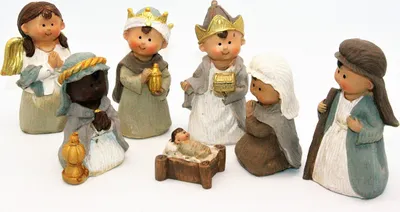 Produktbild von Krippenfiguren Set 7 teilig Kindergesichter