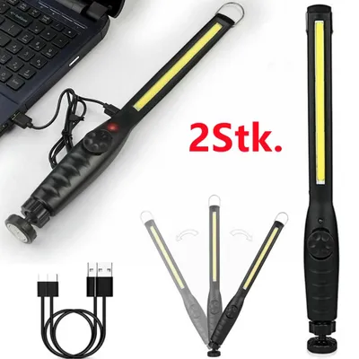 Produktbild von 2X COB LED KFZ Arbeitsleuchte Akku Werkstattlampe Handlampe Magnet Stablampe
