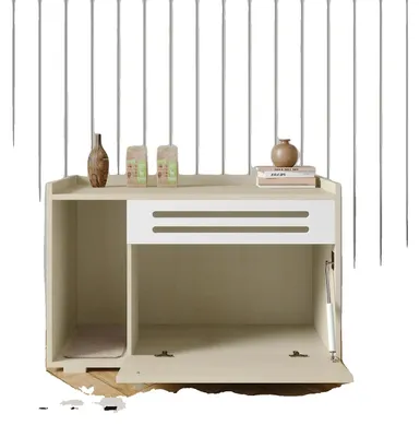Image de Bac à litière pour chats, design élégant, nettoyage facile, en bois