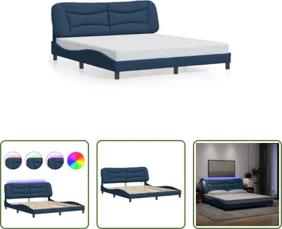 Produktbild von The Living Store Bettgestell mit LED Schwarz 180x200 cm Stoff