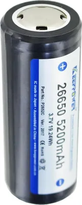 Produktbild von Keeppower 26650 5200mAh 3,6V bis 3,7V Li-Ion Akku PCB geschützt 69,5x26,8mm