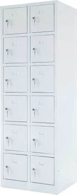 Produktbild von Fächerschrank mit Sockel, Stahlblech, lichtgrau, 2 x 6 Fächer, BxTxH 600 x 500 x 1800 mm