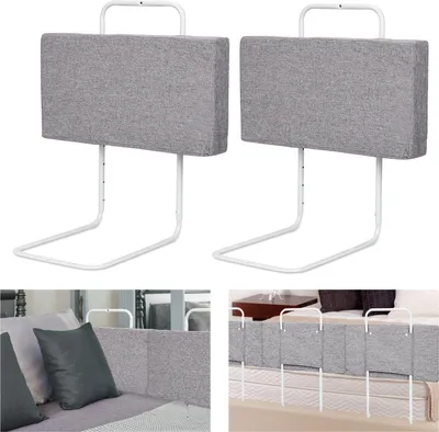 Produktbild von Jayseuw Kinderbettgitter Bettschutzgitter 2X 60cm Höhenverstellbar, Rausfallschutz Babybettgitter Bettgitter für Familienbett und Kinderbett, Grau