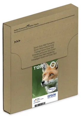 Zdjęcie produktu dla Epson Fox Atrament T128 Lis DURABrite Ultra EasyMail, opakowanie zbiorcze Multipack, cztery kolory, Czarny, Cyjan, Purpurowy, Żółty, 5,9 ml, 3,5 ml, 1 szt., Multipak