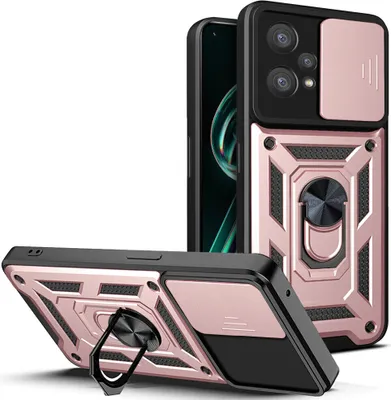 Produktbild von Realme 9 Pro+ Hülle mit Ring Ständer Halter Dia Kameraschutz TPU Bumper Silikon Schutzhülle für OPPO Realme 9 Pro+ Rosa