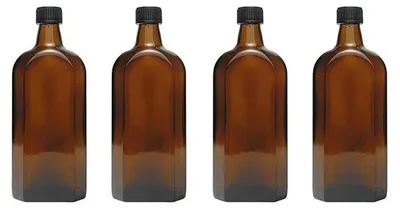 Obrázek produktu pro Sada čtyř jantarových skleněných lahví o objemu 500 ml